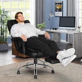 6-Point Massage Heating Office Chair with Infinite Reclining Backrest, Retractable Footrest, Black